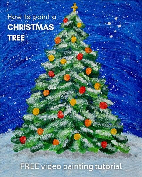 FREE Step by Step Christmas Tree Painting Tutorial