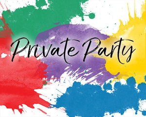 private party banner with paint splotches