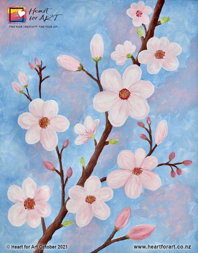 SPRING BLOSSOMS Virtual Paint Party - Saturday 27 November, 3pm - Heart for Art
