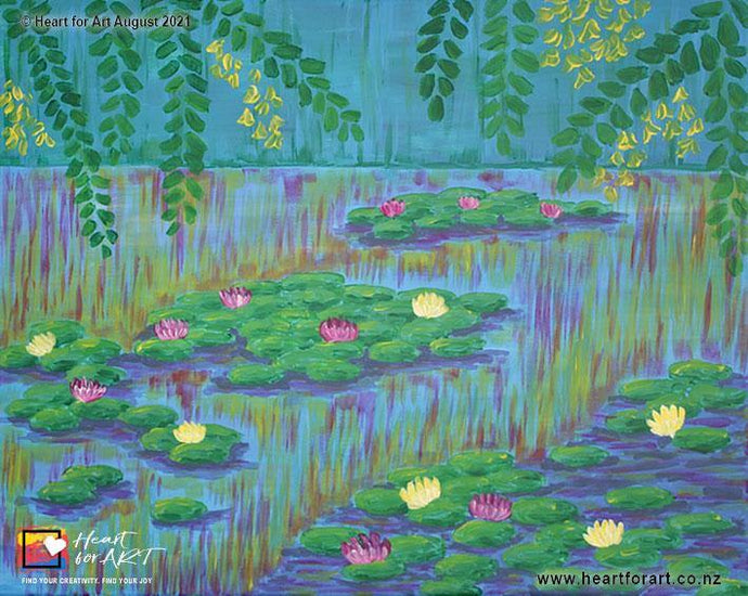 WATER LILIES Painting Tutorial - Heart for Art